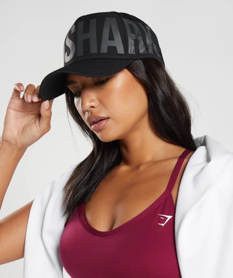 Gymshark Logo Trucker Caps Black | CA 35A10N